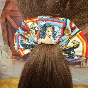 Wonder Woman Print Scrunchie - Blue & Red Hair Accessory
